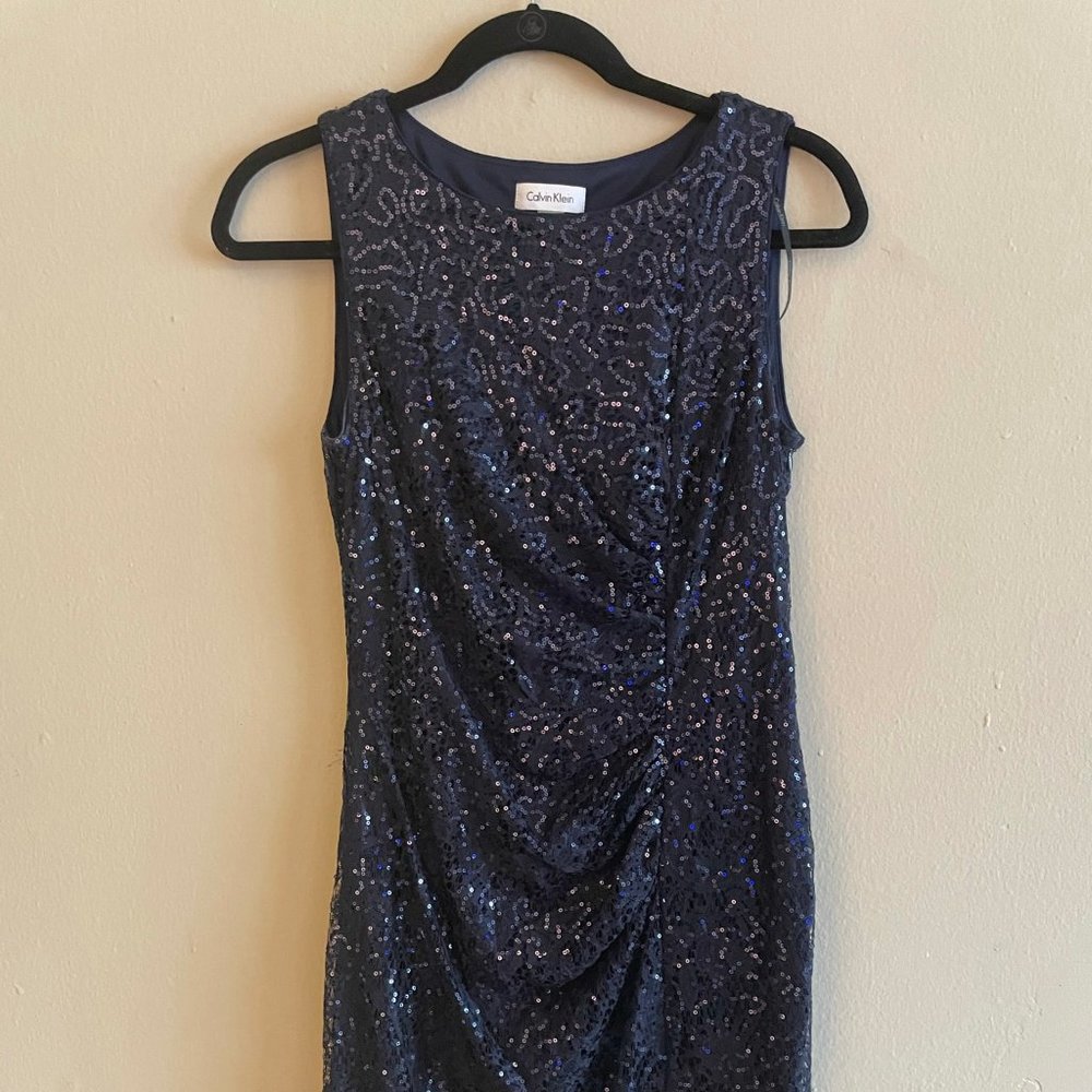 Calvin Klein Navy Sequin Cocktail Dress